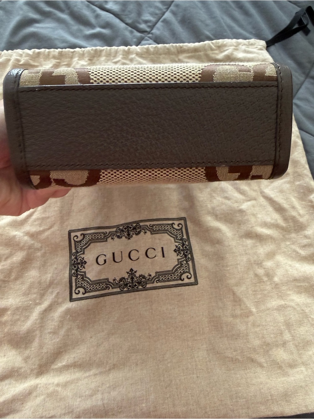 Gucci Brown/Beige GG Mini Tote with Green-Red Web Strap - Picture 7 of 11
